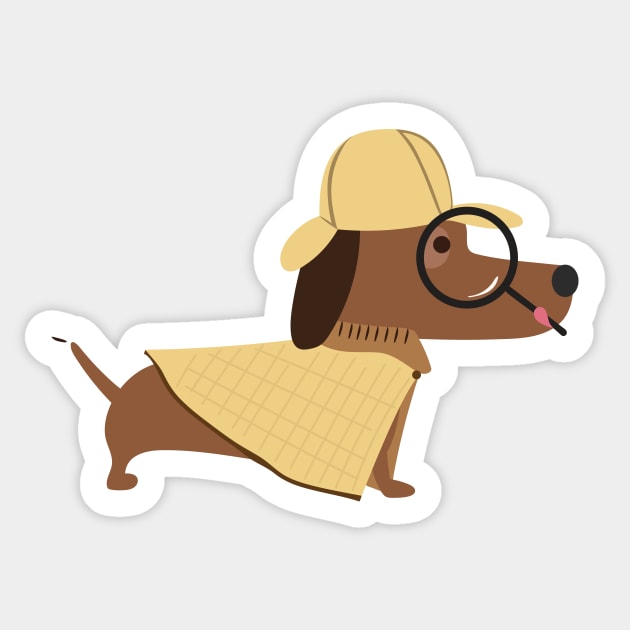 Dachshund Detective Sticker by Loo McNulty Design